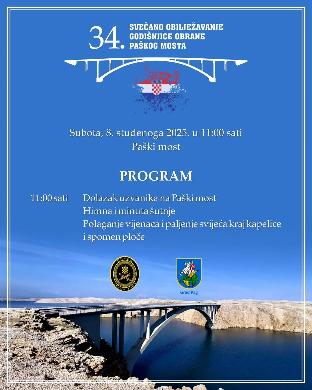 Pag obilježava 34. godišnjicu obrane Paškog mosta – simbola otpora i povezanosti Hrvatske