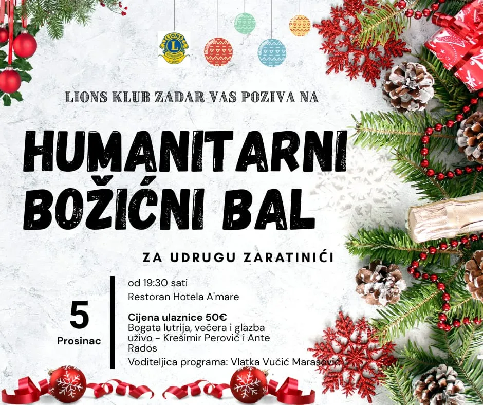 LIONS KLUB ZADAR ORGANIZIRA HUMANITARNI BOŽIĆNI BAL: Prihod za komunikatore djeci s teškoćama