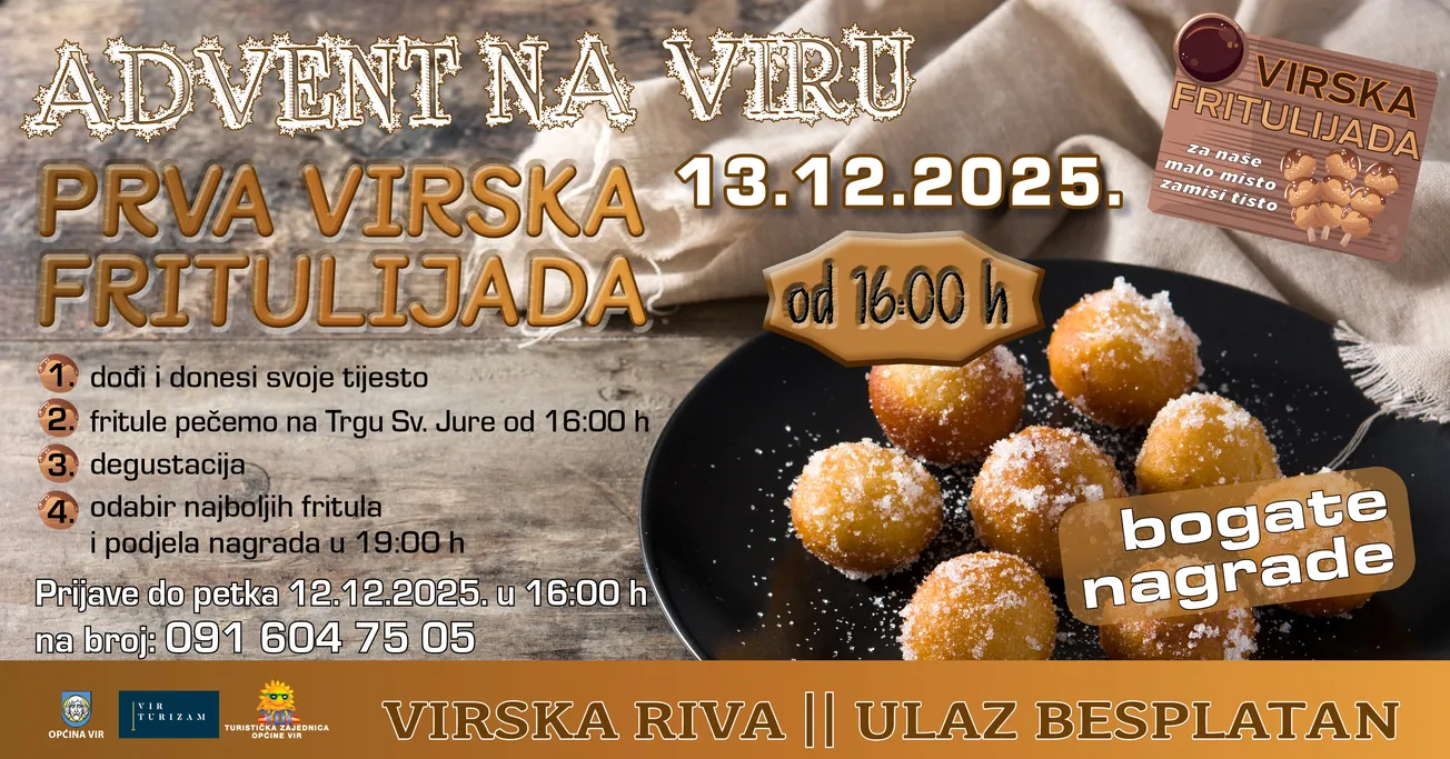 PRVA VIRSKA FRITULIJADA: Najslađa otočna manifestacija stiže na Trg svetoga Jure