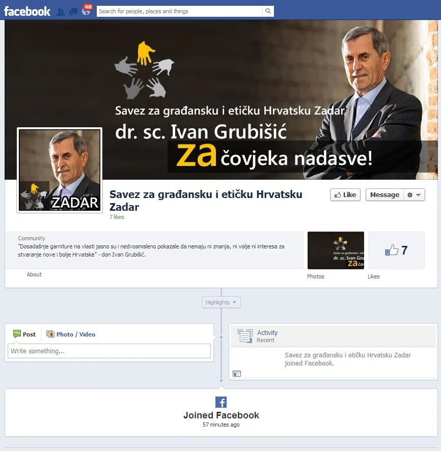 Grad Zadar Don Grubišićevom Savezu odbio ustupiti prostor; Otvoren Facebook i Twitter profil Saveza za građansku i etičku Hrvatsku