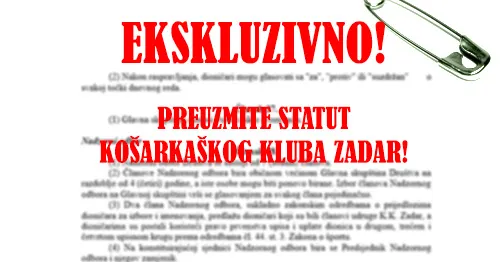 EKSKLUZIVNO – KK Zadar upisan u sudski registar; Statut kluba preuzmite ovdje!