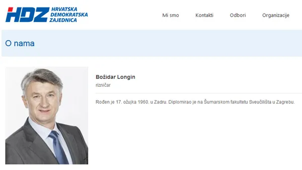 Božidar Longin imenovan rizničarom HDZ-a