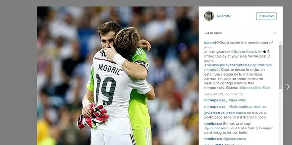 Modrić se na Instagramu oprostio sa Casillasom