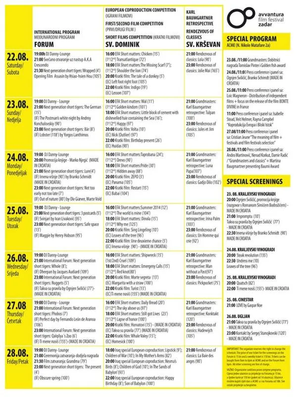Detaljan program film festivala na Forumu