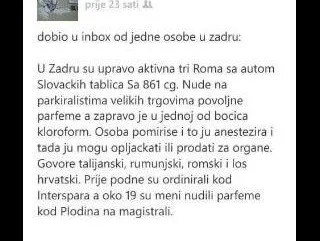 Nudeći parfeme Romi u Zadru omamljuju kupce kloroformom?