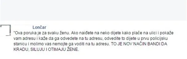 Alarm za žene na Facebooku: Djeca Vas mole za pomoć, kako bi Vas se dokopala banda koja siluje